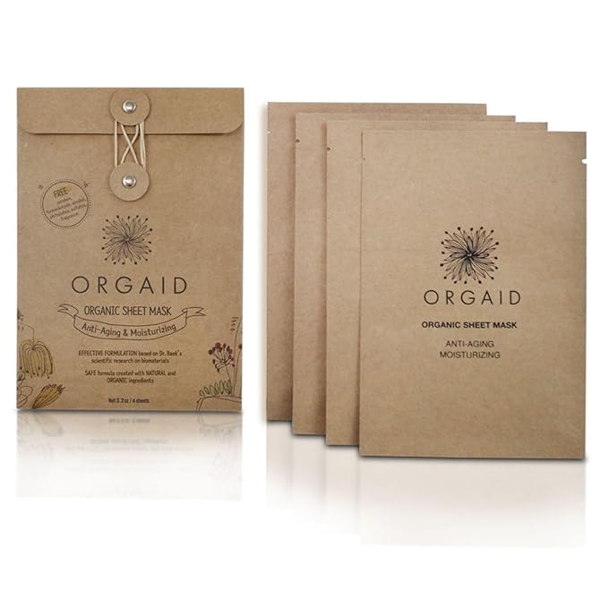 ORGAID Organic Sheet Mask | Made in USA (Anti-aging & Moisturizing, pack of 4) - Bloomnest