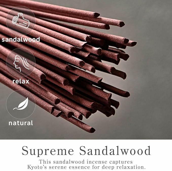 Kyoto Sandalwood Incense Sticks - Japanese Temple Aroma, Ideal for Relaxation & Meditation, Approx. 60 Sticks (0.044 Pounds) - Premium Quality Incense for Spiritual & Home Use incienso Nagomikobo - Bloomnest