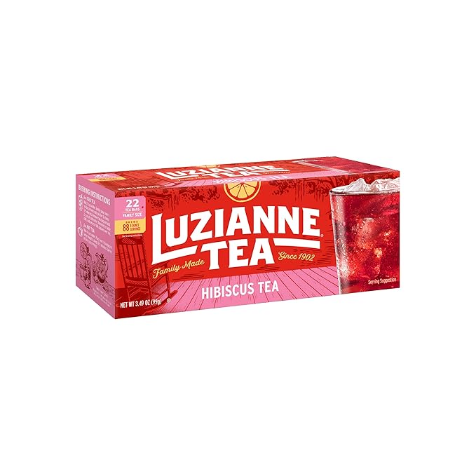 Luzianne Unsweetened Hibiscus Iced Tea Bags, Family Size, 22ct Box (Pack of 1) - Bloomnest