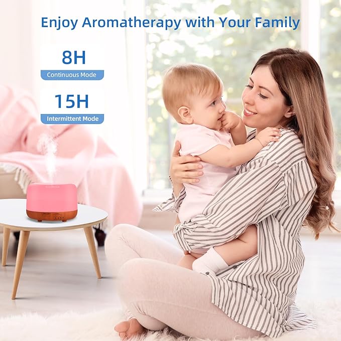 300ML Essential Oil Diffuser,Small Room Aromatherapy Diffuser, Quiet 8H Operation, 7-Color LED Light, 4 Timer, Remote Control, Auto-Off, for Bedroom, Living Room, Kitchen, Yoga, Gifts - Bloomnest