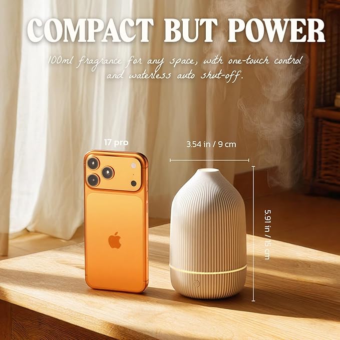 Essential Oil Diffuser, 2Pack, 100ml Aromatherapy Diffuser, Mini Ultrasonic Diffuser for Essential Oil, Home, Office, Cool Mist Humidifier with 7 Led Light, Auto Shut-Off, White & Black - Bloomnest
