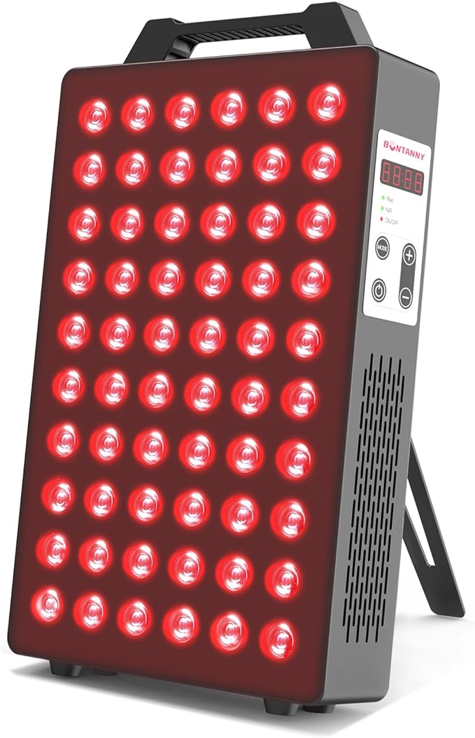 Red Light Therapy, 660nm 850nm 2-Wavelength Red Near Infrared Light Device with 60 Dual Chip Clinical Grade LEDs, Remote Control, Timer for Face, Body, Skin, Pain Relief, BO-300 (Black) BONTANNY