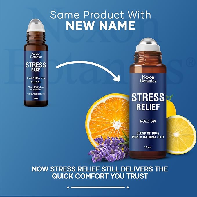 Stress Relief Essential Oil Roll-On Blend 10 ml - Natural Stress Relief with Lavender, Geranium & Frankincense Oils Roller - Pure & Calming Aromatherapy - Nexon Botanics - Bloomnest