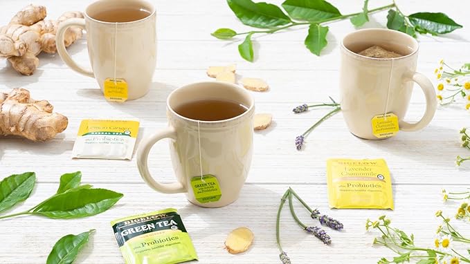 Bigelow Tea Probiotic 3 Flavor Tea Variety Pack, Caffeinated and Caffeine Free Green Tea Bags and Herbal Tea Bags, 18 Count Box (Pack of 6), 108 Total Tea Bags - Bloomnest
