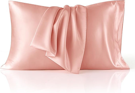Bedsure Satin Pillowcase for Hair and Skin Queen - Peach Pink Silky Pillowcase 2 Pack with Envelope Closure, Similar to Silk Pillow Cases, Gifts for Women Men, 20x30 Inches, 2pcs - Bloomnest