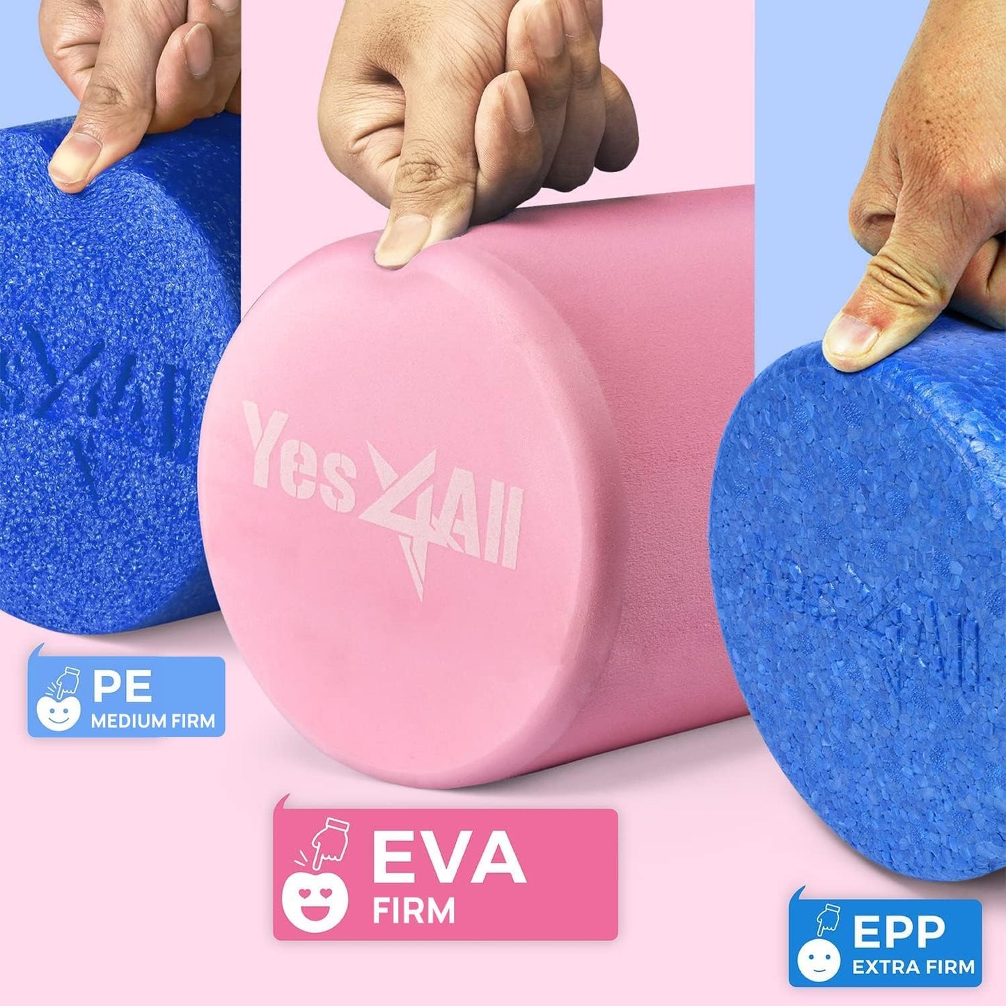 Yes4All EVA Firm Foam Roller for Back - Round Back Roller for Exercise, Yoga & Pilates 12/18/24/36 inch