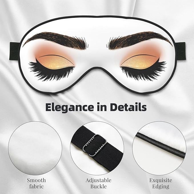 Sleep Eye Mask Yellow Glitter Eyeshadow Sleep Mask for Women Men Comfortable Eye Mask with Adjustable Strap Soft Eye Cover Blindfold for Travel Yoga Nap Shift Work - Bloomnest