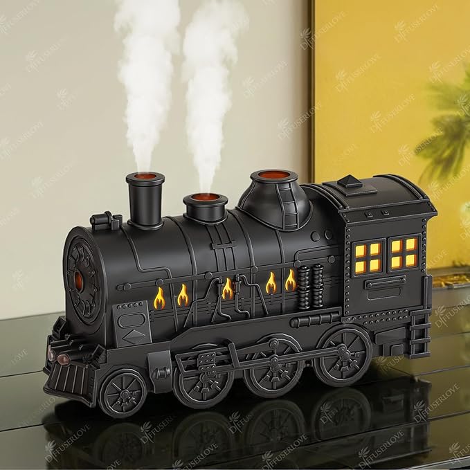 Diffuserlove Train Diffuser 300ML Essential Oil Diffuser Cool Mist Humidifier Aroma Diffuser with Night Light for Bedroom Desk Black - Bloomnest