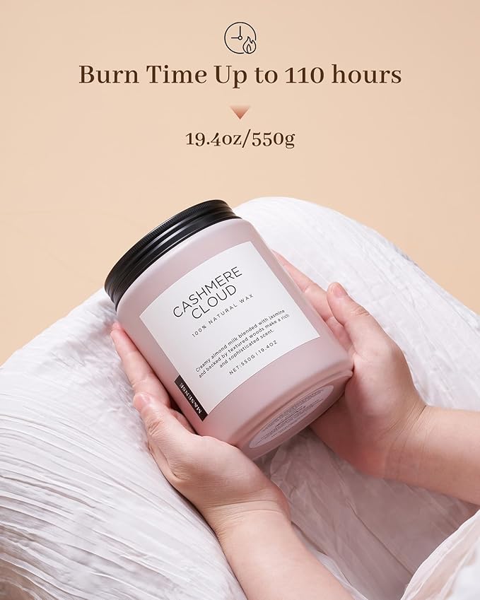 M&SENSE Warm Cashmere Scented Candles, 19.4oz 110 Hour Long Lasting 2 Wick Organic Natural Soy Wax in Glass Jar Candle for Bedroom Kitchen Home Decor, Housewarming Gifts for Family Friends - Bloomnest
