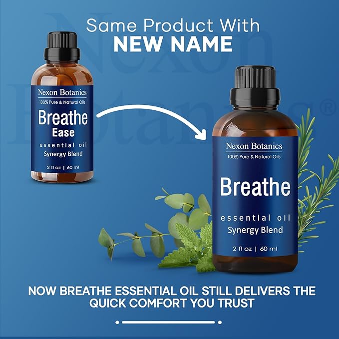 Breathe Essential Oil Blend 60 ml - Breath Sinus Relief with Menthol Oils - for Humidifiers, Diffusers, and Aromatherapy - Nexon Botanics NexonBotanics