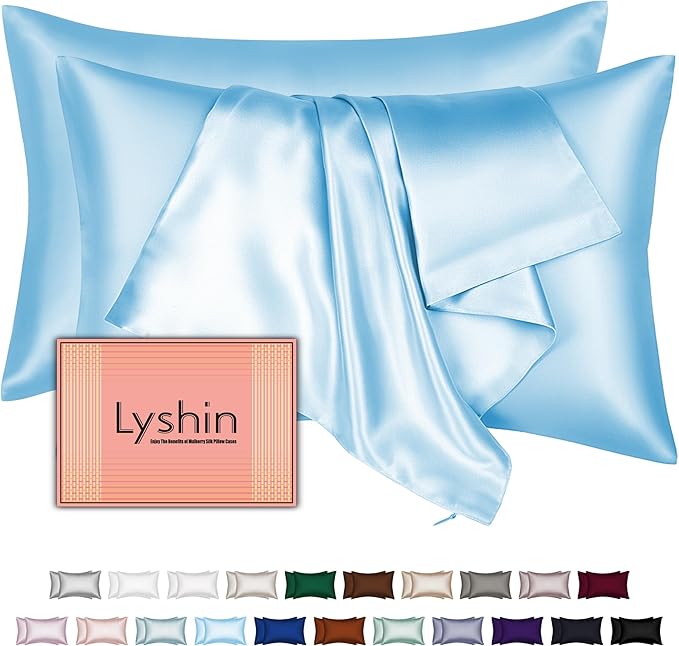 Mulberry Silk Pillow Cases 2 Pack Standard Size 20x26 Inches with Hidden Zipper, Ultra Smooth and Soft Breathable Cooling Silk Satin Pillowcase Set of 2, Better for Hair and Skin, Gifts for Women Men - Bloomnest