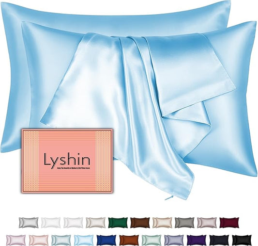 Mulberry Silk Pillow Cases 2 Pack Standard Size 20x26 Inches with Hidden Zipper, Ultra Smooth and Soft Breathable Cooling Silk Satin Pillowcase Set of 2, Better for Hair and Skin, Gifts for Women Men - Bloomnest