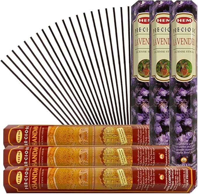 Precious Lavender Incense Sticks and Precious Chandan Sandalwood Incense Sticks with Incense Holder Bundle for Spiritual Décor and Home Fragrance