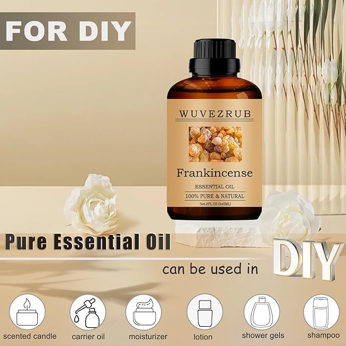 Frankincense Essential Oil 240ML, 100% Pure and Natural for Aromatherapy Diffuser - 8 Fl Oz WUVEZRUB