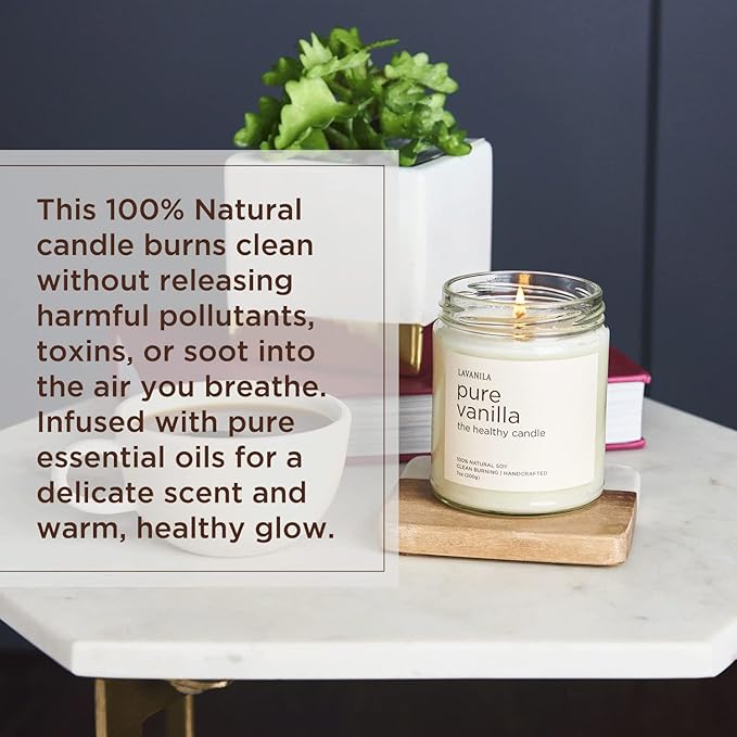 Lavanila Pure Vanilla Scented Natural Soy Candle (2-Pack) - Handcrafted, Clean Burning 50 Hour Burn Time, 7 oz Each - Bloomnest