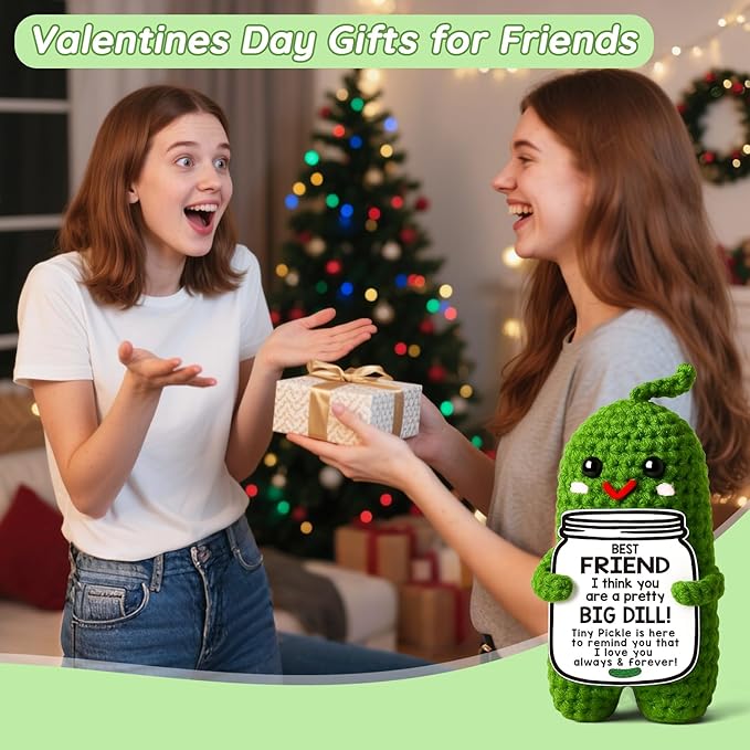 MAMAGIFTREE Best Friend Birthday Gifts for Women Valentines Day Gifts for Friends,Handmade Crochet Pickle Cool Funny Gift for Female Friends, Gag Friendship Gift for Bestie Coworkers - Bloomnest
