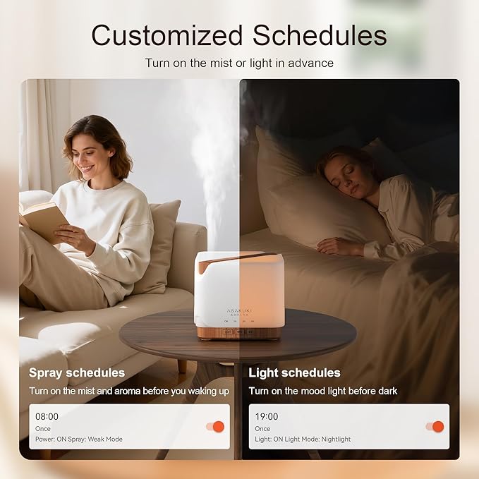 ASAKUKI Smart WiFi Essential Oil Diffuser, Large 700 ml Cool Mist Humidifier, Easy Connect with Alexa and Google Home, Phone App & Voice Control, Customized Schedule Timers and LED Light - Bloomnest