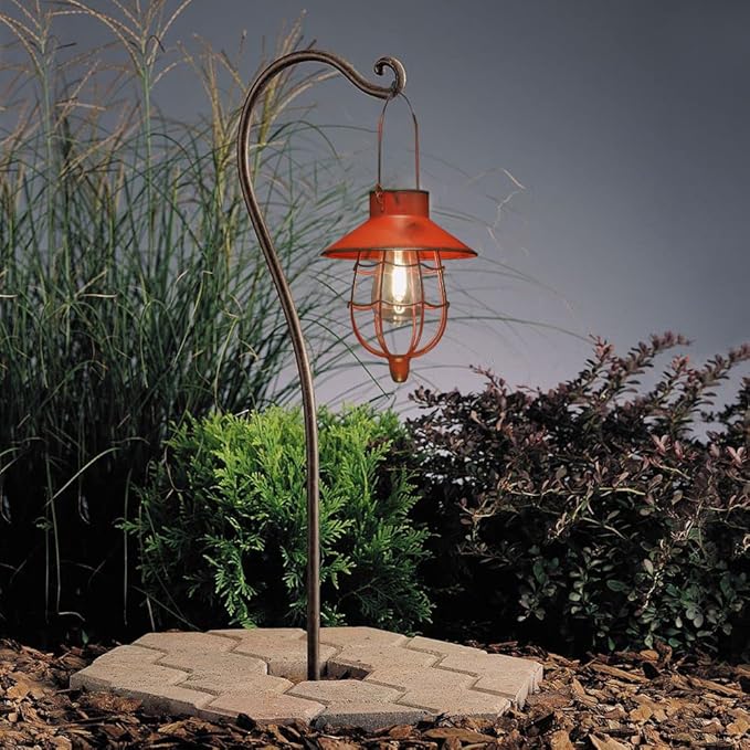 YAKii 2 Pack Solar Lantern Hanging Waterproof Outdoor Metal Solar Lamp with Warm White Light Decorate for Yard Garden Pathway Patio Porch Decor (Red) - Bloomnest