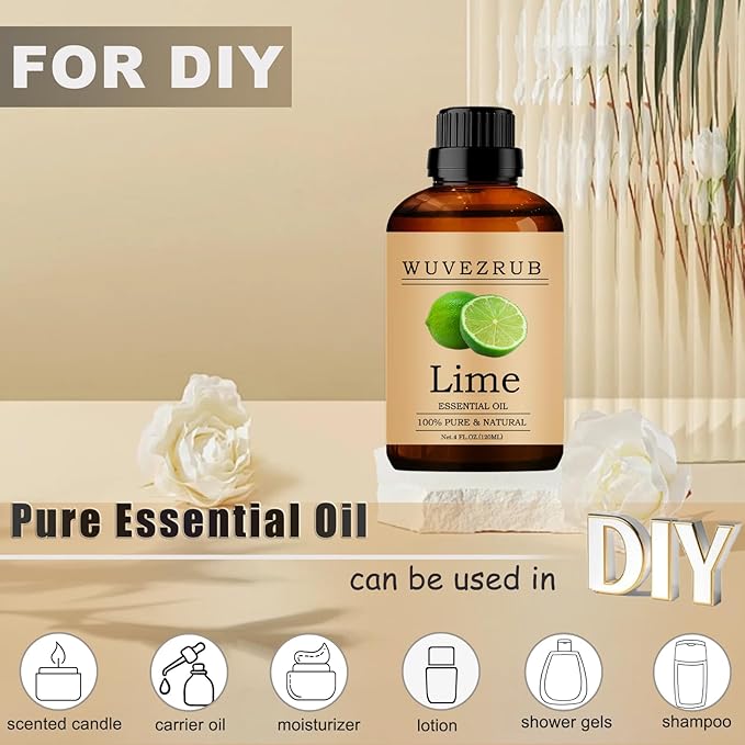 Lime Essential Oil, 120ML Pure and Natural for Aromatherapy Diffuser - 4 Fl Oz - Bloomnest