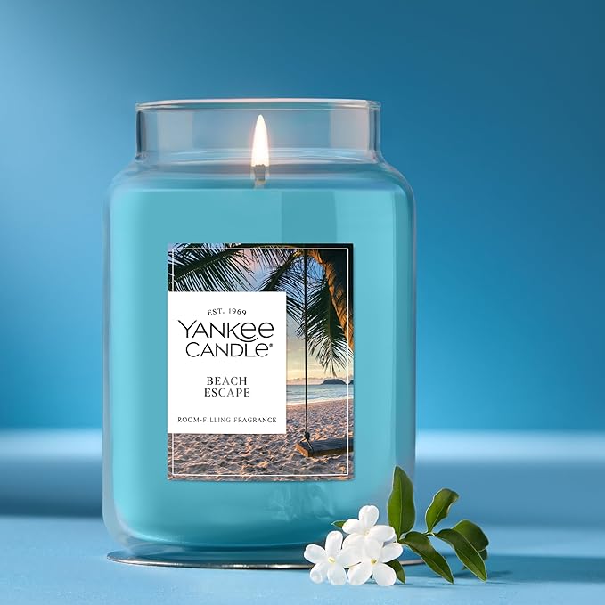 Yankee Candle Beach Escape Scented Candle, 22oz Large Jar with up to 150 Hour Burn Time, Giftable - Bloomnest
