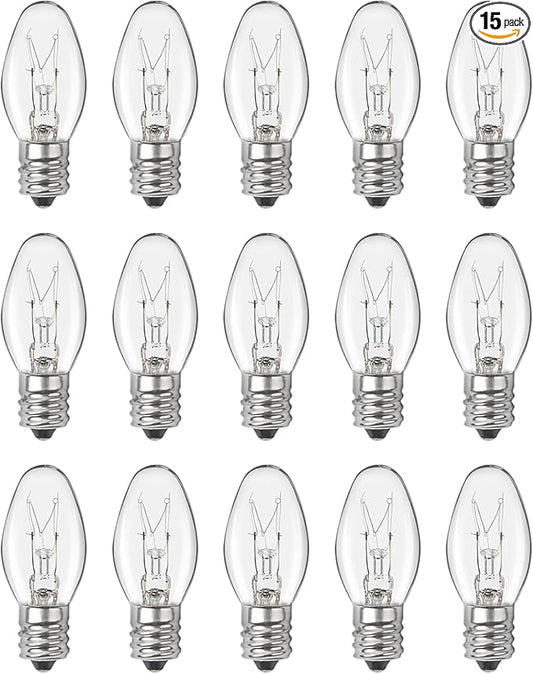 Himalayan Salt Lamp Bulbs - 120V 25W High Output Warm White Light 2700K for Himalayan Salt Lamps & Baskets, Scentsy Plug-in & Wax Warmers, Night Lights, 15 Packs - Bloomnest