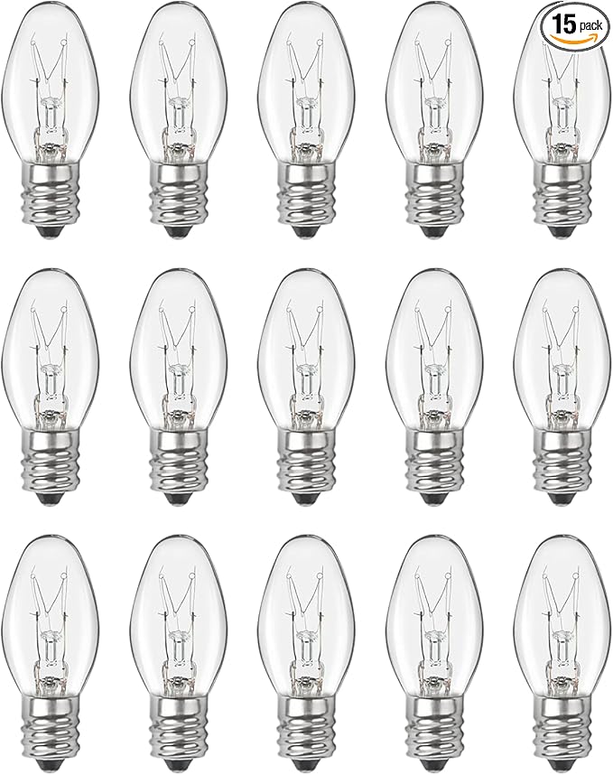 Night Light Bulbs - 4W Dimmable Warm White - E12 Base - Small Clear Glass, C7 - Bloomnest