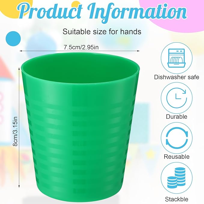Eccliy 36pcs Kids Cups 8 oz Unbreakable Plastic Stackable Juice Reusable Tumblers Bulk Plastic Drinking Cups for Toddlers Baby Kids, Dishwasher Safe, 6 Colors(Classic color) - Bloomnest