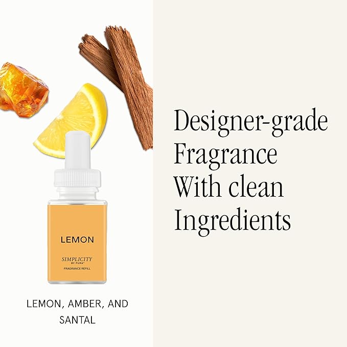 Pura Mini Smart Fragrance Diffuser for Small Spaces Adjustable Smart Home Device with LED Light & Automatic Vial Detection - Includes 1 Scent Refill; Lemon - Bloomnest