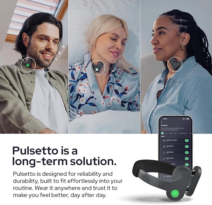 Pulsetto Wellness Wearable with Vagus Nerve Support – Patented Neuro Technology for Relaxation, Stress Balance, Focus, and Restful Sleep