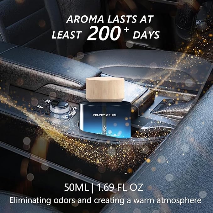 Car Air Freshener 50ML (1.7 FL OZ) Car Air Fresheners Diffuser, Amber Vanilla Fragrance Oil Car Air Freshner, 180+ days Long Lasting Car Perfume, Wooden Cup Design, Made in USA - Bloomnest