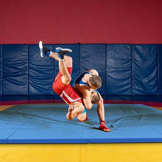 BalanceFrom 10x4 Feet 4-Panel Folding Gymnastics Mat – 2-Inch Thick Pad with Vinyl Surface and Carrying Handles for Tumbling, Yoga, Pilates, Home Workouts, and Martial Arts - Bloomnest