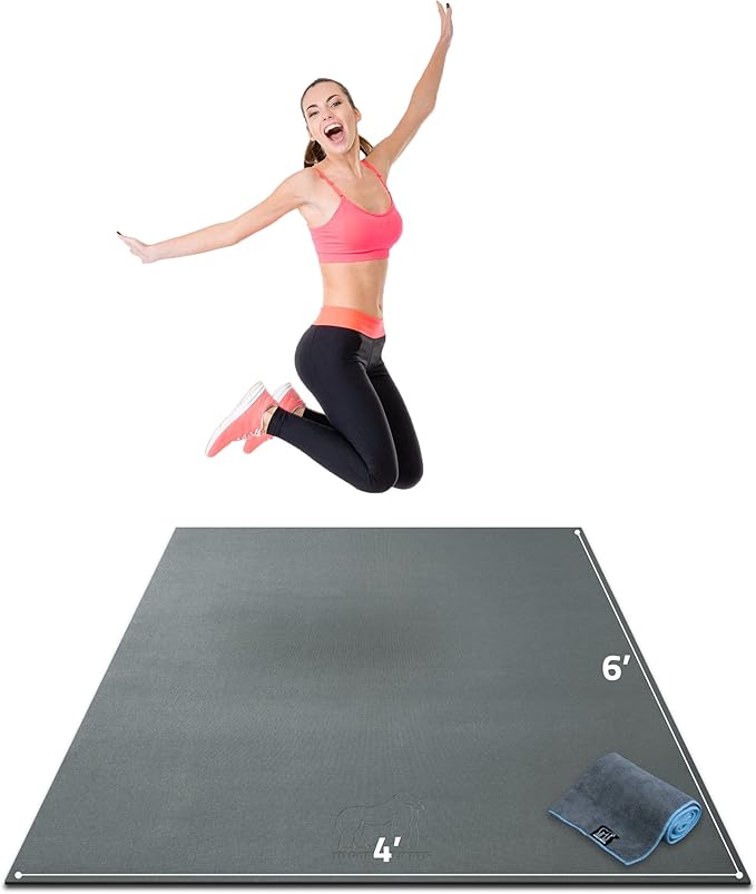 Gorilla Mats Premium Large Exercise Mat – 6' x 4' x 1/4" Ultra Durable, Non-Slip, Workout Mat for Instant Home Gym Flooring – Works Great on Any Floor Type or Carpet – Use With or Without Shoes - Bloomnest