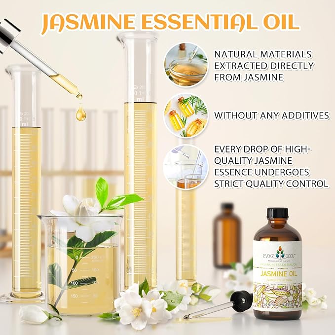 EVOKE OCCU Jasmine Essential Oil for Cleaning, Air Freshening, Relaxing, Add to Spray and Diffuser - 4 Fl Oz - Bloomnest