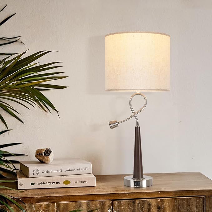 Rustic Farmhouse Table Lamps Wood Grain Swept Table Lamp Four Way Dimming Night Light Led Lamp Bedside Table Lamps Set Reading Lights,Suitable for Bedroom, Living Room, Desk - Bloomnest