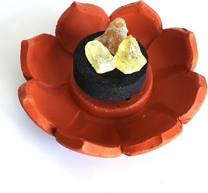 Handmade Terracota Incense Holder for Regular, Tibetan, Joss or Japanese Sticks, Cones, Bakhoor, Charcoal | Unglazed Clay Lotus Incense Burner Ash Catcher | Incense Stand | DIY Painting