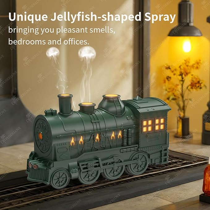 Diffuserlove Essential Oil Diffuser 300ML Train Cool Mist Humidifier Quiet Aromatherapy Diffuser with Night Light for Bedroom Desk - Bloomnest