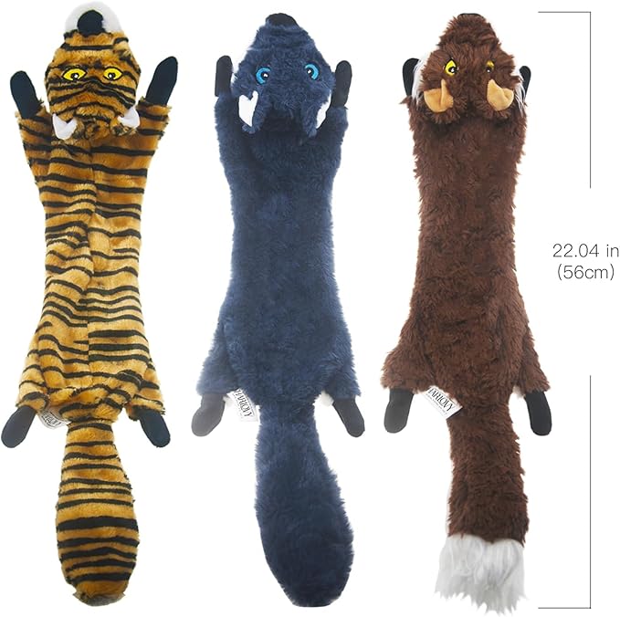 SHARLOVY Dog Squeaky Toys 5 Pack, Pet Crinkle Toy No Stuffing Animals Plush, Dog Chew for Large and Medium, Small Puppy Teething for Boredom - Bloomnest
