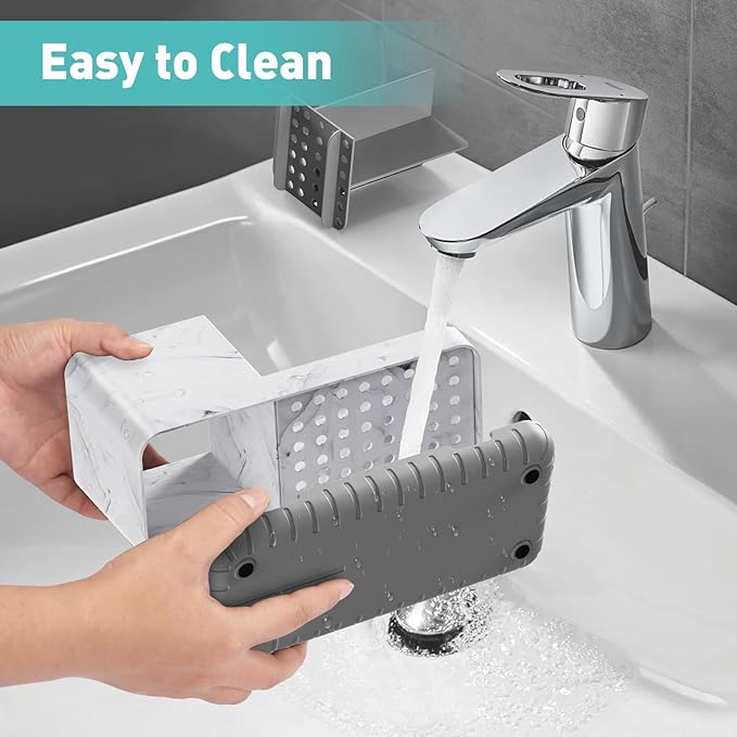 Toothbrush Holders for Bathroom Countertop, Kids Electric Toothbrush and Toothpaste Holder, Bathroom Accessories Vanity Organizer, Bathroom Organizers and Storage (Grey Marble Grain) - Bloomnest