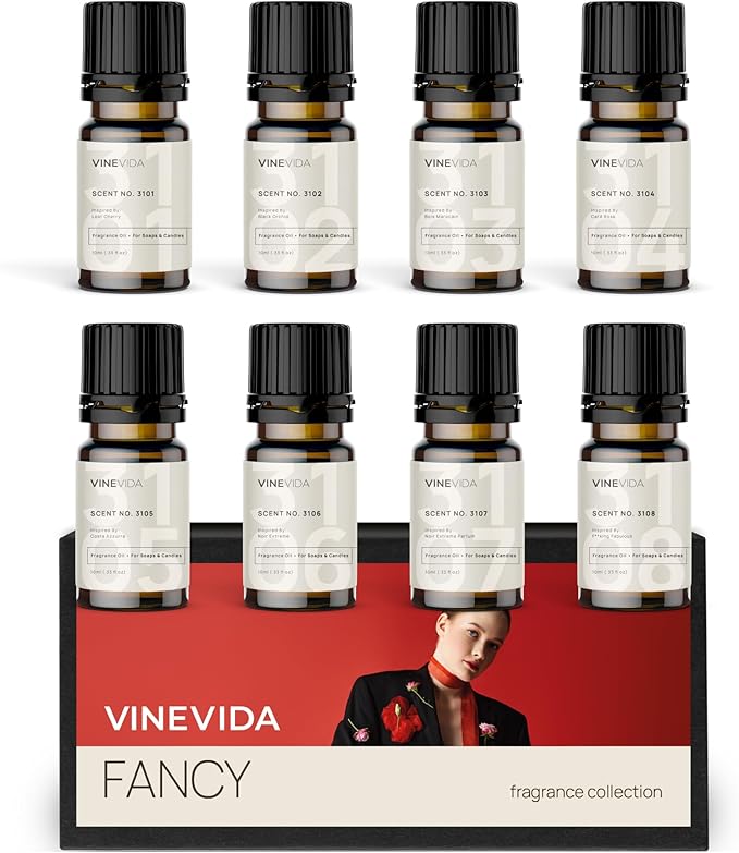 VINEVIDA [Set of 8] Fancy Scents for Candle Making, Made in USA Candle Fragrance Oil, Soap Making Essential Oils, Diffuser Oil Scents - Bloomnest