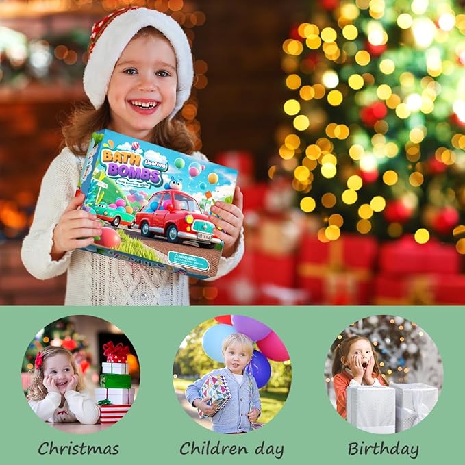 Bath Bombs for Kids with Toys Inside, Kids Bath Bombs for Boys Girls, 9-Piece Bathbomb Set Includes 9 Pull-Back Cars and 3 Vehicles, Halloween Christmas Birthday Easter Gift Set for Children - Bloomnest
