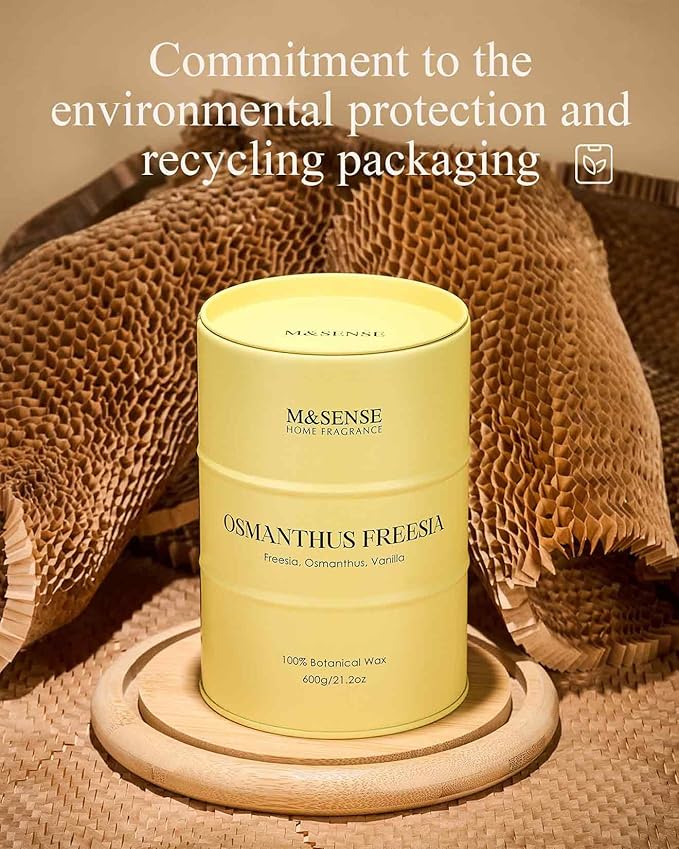 M&SENSE Osmanthus Freesia Scented Candles Large, Natural Soy Candles 21.2oz 120 Hour Slow Burning,Aromatherapy Candle for Stress Relief Meditation Relaxing - Bloomnest