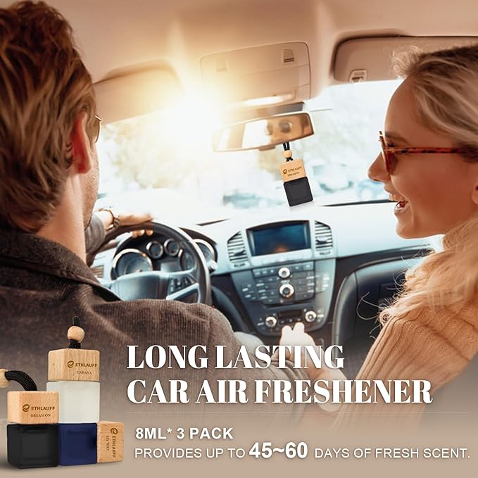 Car Air Freshener Hanging 3 Pack - 1 Way, Dream On, Cabana Hotel Collection Diffuser Oil Inspired The One Hotel, Car Fresheners for Women & Men, 45+ days Long Lasting, 0.27 FL OZ/8ML - Bloomnest