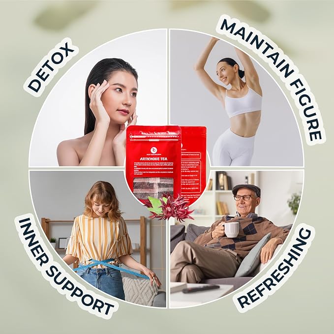 INJOY YOUR VITALGRI:N Roselle Hibiscus Tea Bags - 55 Count (+5 Tea Bags), Bamboo Tong Included - 4.16 oz, Re-Steep Red Artichoke Tea Herbal Blend, Vitamin A, C, D, Detox, Support, Atiso - Bloomnest