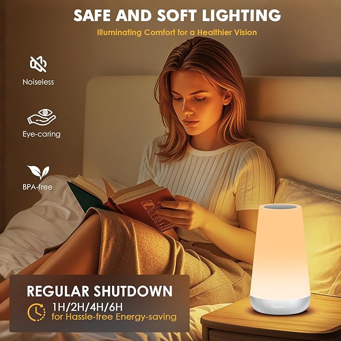 Auxmir Night Light for Kids Baby, 2500mAh13 RGB Colors & 5 Brightness, Portable Rechargeable LED Bedside Lamp for Baby Nursery, Night Lights for Bedroom Living Room Bathroom Hallways, Silver - Bloomnest