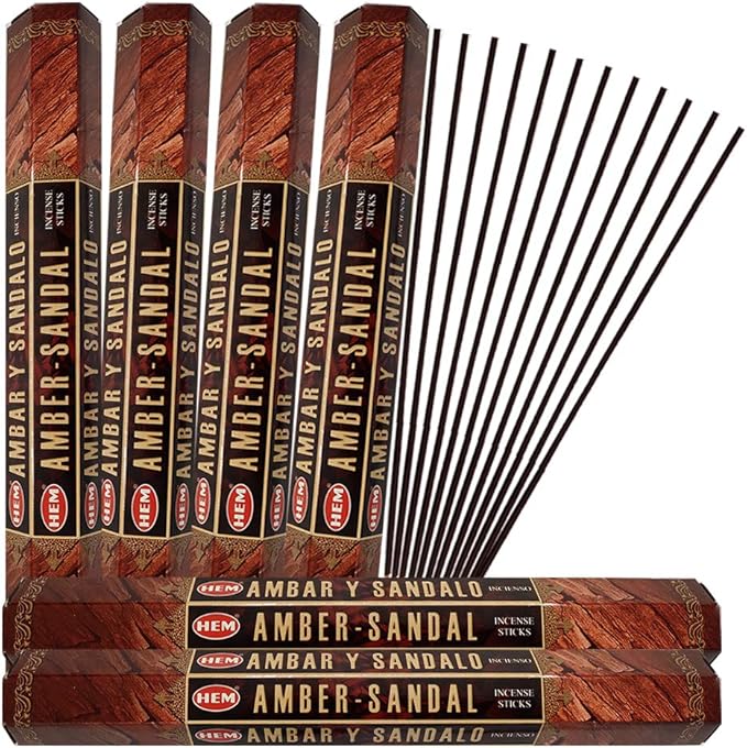Amber Sandal Incense Sticks and Incense Stick Holder Bundle Insence Insense Hem Incense Sticks TRUMIRI