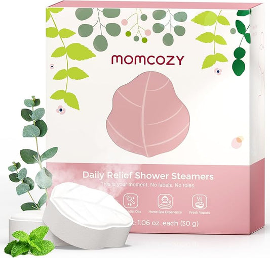 Momcozy 14 Pack Shower Steamers Spa Gifts - Eucalyptus Leaf Shape, with Natural Peppermint & Eucalyptus Essential Oil for Relaxation, Long-Lasting, Thoughtful Birthday and Holiday Gifts for Her/Him - Bloomnest