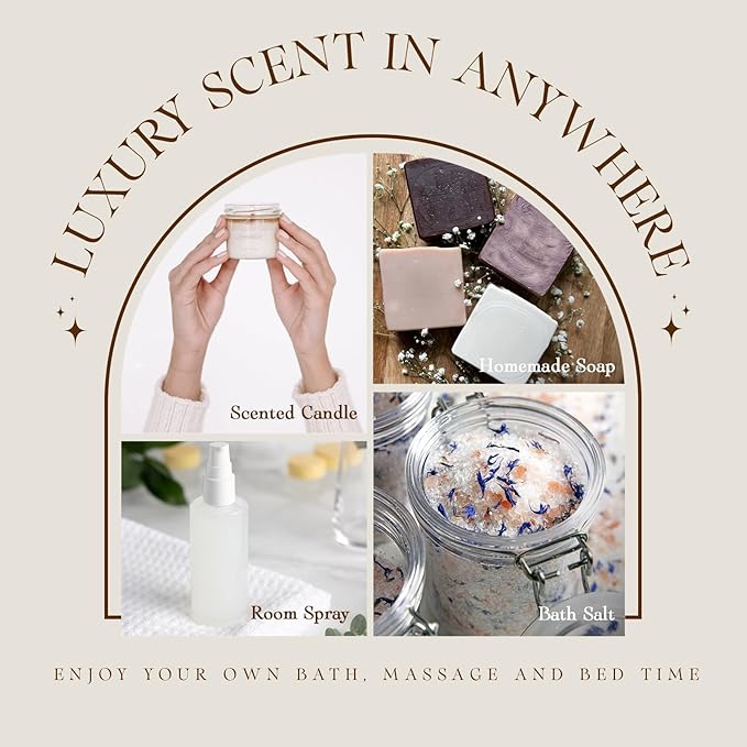 SALUBRITO Hotel Fragrance Oil Set, Luxury Essential Oil Set for Diffuser, Candle, Soap Making Scents, Luxury Night, White Tea, Lemon & Thyme, Citrus Bliss, Hotel Lobby, Jasmine & Mint, Strong Scented - Bloomnest