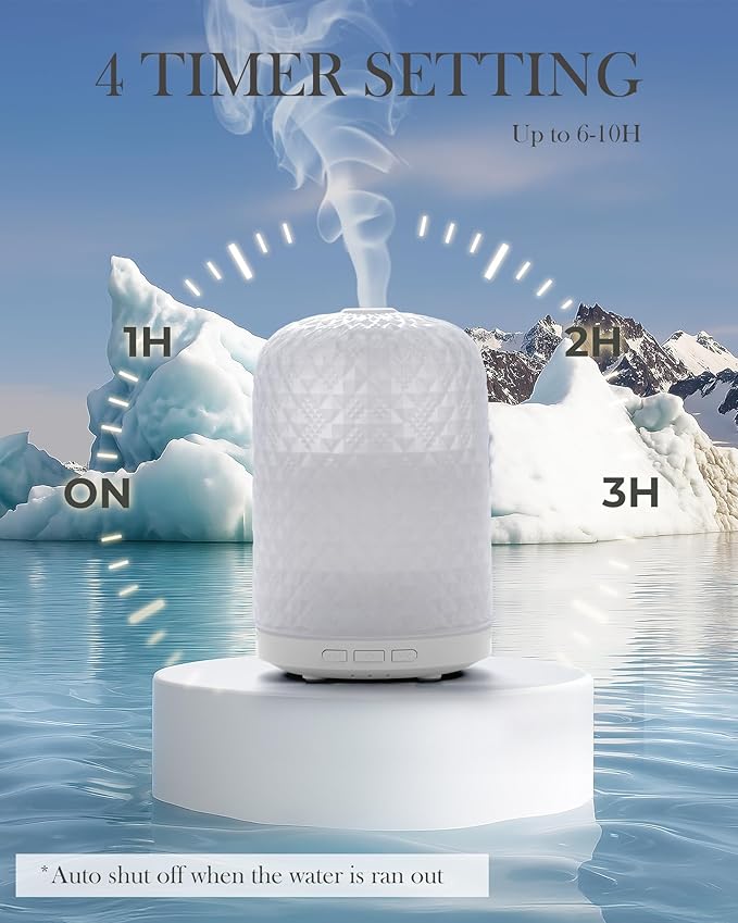 Essential Oil Diffuser – 2.4MHz Ultrasonic Aromatherapy Diffuser, Health Night Light, Timer & Auto Shut-Off, BPA-Free, 120ml Glass Oil Diffuser for Home, Office, Spa, Yoga - Bloomnest