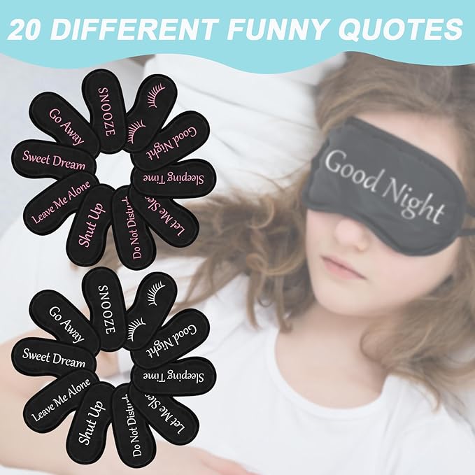 Eurzom 40 Pcs Funny Sleep Eye Mask Soft Night Sleep Mask Bulk for Sleeping Blackout Blindfolds with Adjustable Strap for Women Men Kids Travel Nap Meditation Party Gifts Favors(Mixed Colors) - Bloomnest