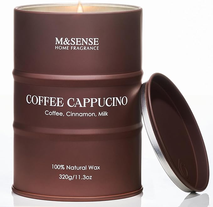 M&SENSE Coffee Cappucina Scented Candles, Soy Natural Wax Candle 11.3oz 70 Hours Long Lasting Burning, Strong Coffee Aroma Candle Unique Housewarming Appreciation Gifts - Bloomnest